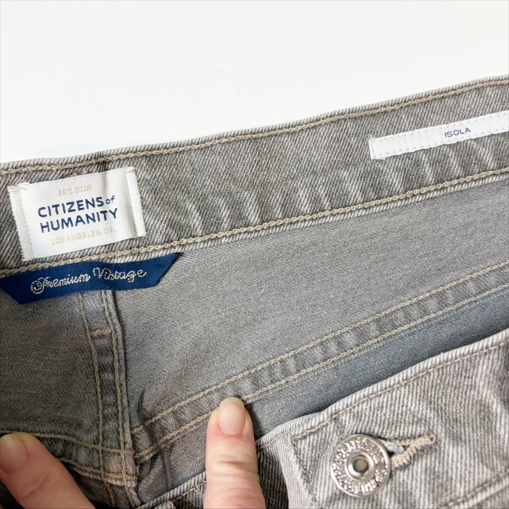 Citizens of Humanity Isola Straight Cropped Jeans 28 Faded Grey Raw Hem Frayed - Picture 8 of 10